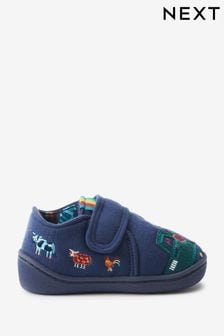 Navy Blue Tractor Touch Fastening Cupsole Slippers (A76071) | €17 - €20