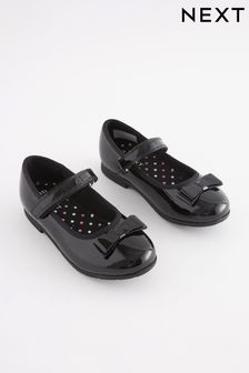 Schwarzes Lackleder - Mary-Jane-Schuhe aus Leder mit Zierschleife für die Schule (A76090) | 37 € - 50 €