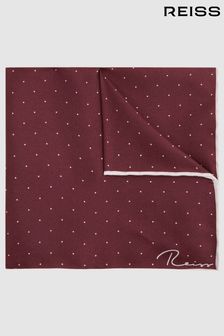 Бордовый - Шелковый платок для пиджака в горошек Reiss Liam (A76202) | €58