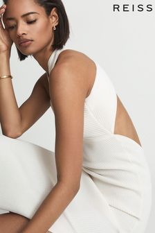 Reiss White Keira Knitted Bodycon Midi Dress (A76308) | 306 €