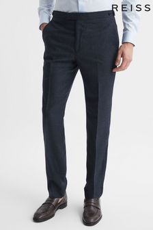 Reiss Navy Dunn Textured Slim Fit Trousers (A76322) | 1,088 QAR