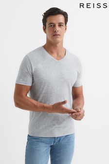 Reiss Grey Marl Dayton Regular Fit V-Neck T-Shirt (A76358) | 34 €