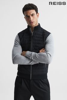 Reiss Black Pluto Hybrid Quilted Gilet (A76377) | 185 €