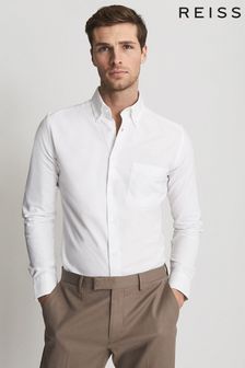 Reiss White Soft Wash Button Down Oxford Shirt (A76392) | MYR 556