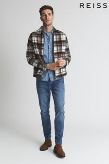 Reiss Toffee Brown Hutch Brushed Check Overshirt (A76416) | 172 €