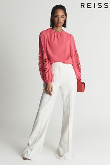 Reiss Pink Belle Embroidery Interest Blouse (A76478) | €229