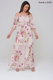 Vestido largo con estampado floral y hombros descubiertos de Frock And Frill (A76552) | 117 €