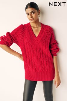 Red Cable V-Neck Tunic (A77109) | €24