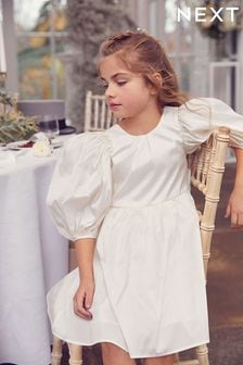 Кремовый - Платье из тафты с пышными рукавами (3-16 лет) (A77160) | €37 - €42