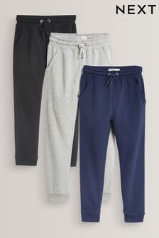 Navy Blue/ Grey/ Black Soft Jersey Joggers 3 Pack (3-16yrs) (A77468) | 11,970 Ft - 15,090 Ft