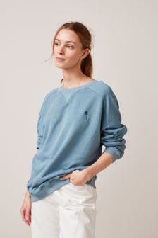 Blue Washed Slogan Sweatshirt Tunic (A77512) | ₪ 112
