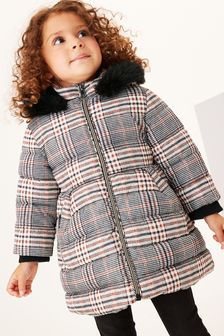 Black Shower Resistant Printed Check Padded Coat (3mths-7yrs) (A77521) | €23 - €25