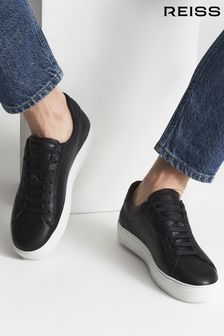 Reiss Black Finley Leather Trainers (A77848) | $226