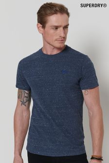 Ciemny niebieski - Superdry Cotton Micro Embroidered T-shirt (A78087) | 125 zł