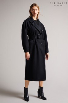 Ted Baker Black Jannee Double Faced Technical Wool Coat (A78141) | $783