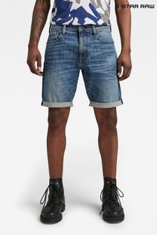 G Star Blue 3301 Slim Fit Shorts (A78153) | $118