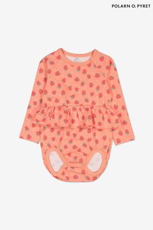 Polarn O. Pyret Pink Organic Cotton Strawberry Print Babygrow (A78170) | 7,620 Ft