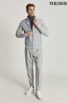 Reiss Grey Trainer Hybrid Zip Through Quilted Jumper (A78289) | SGD 463