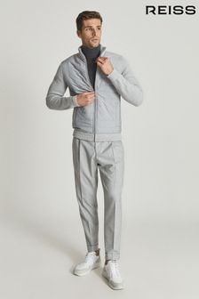 Reiss Grey Trainer Hybrid Zip Through Quilted Jumper (A78289) | $297