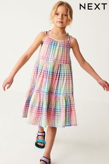 Rainbow Check Tiered Strappy Dress (3-16yrs) (A78309) | €14 - €18