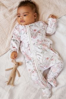 Cream Floral Baby Velour Sleepsuit (A78603) | TRY 298 - TRY 406