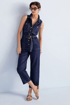 Rinse-Waschung, Blau - Ärmelloser Denim-Jumpsuit (A78618) | 33 €