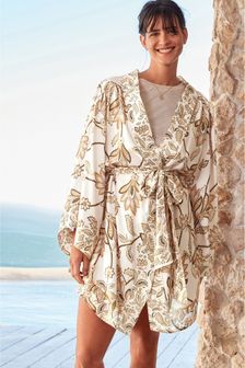 Ecru Cream Next x Savannah Miller Paisley Cotton Dressing Gown (A78621) | BGN 102
