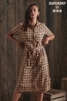 Superdry Cream Limited Edition Dry Printed Shirt Dress (A78642) | €89