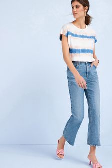 Mid Blue Cropped Kick Flare Jeans (A78702) | €19.50