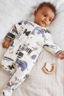 Cream and Grey Animal Next Baby Fleece Sleepsuit (A78746) | TRY 298 - TRY 406