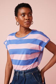 Pink/Blue Stripe Short Sleeve Slub T-Shirt (A78820) | €18.50