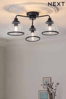 Black Gloucester 3 Light Flush Ceiling Light (A78880) | €119