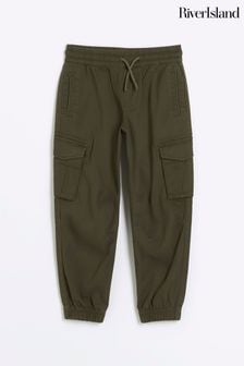 River Island Khaki Green Boys Hatch Cargo Trousers (A79083) | kr370