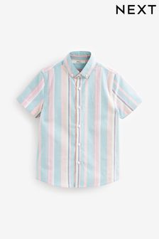 Blue & Pastel Vertical Stripe Short Sleeve Shirt (3-16yrs) (A79291) | $29 - $40