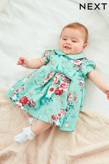 Teal Blue Floral Print Prom Dress with Knickers (0mths-2yrs) (A79324) | €31 - €33