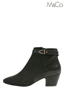 M&Co Black Heeled Buckle Suede Ankle Boots (A79351) | ₪ 163