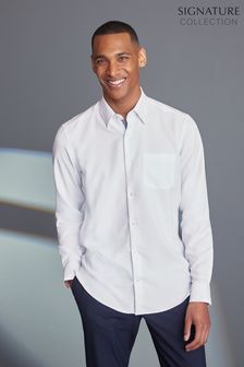 White Slim Fit Single Cuff Signature Modal Blend 'Soft Touch' Shirt (A79441) | $84