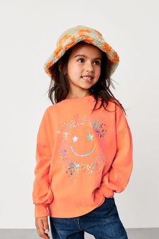 Orange Long Sleeve Sequin Smile Top (3-16yrs) (A79650) | €13 - €18.50
