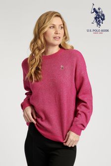 U.S. Polo Assn. Womens Pink Metallic Crew Neck Jumper (A79716) | ₪ 279