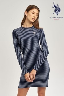 U.S. Polo Assn. Blue Stripe Long Sleeved Jersey Dress (A79717) | €31