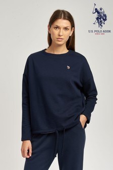 U.S. Polo Assn. Blue Long Sleeve Tie Front Sweater (A79741) | ₪ 210