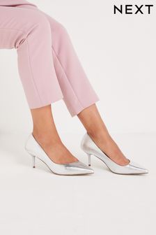 Silver Regular/Wide Fit Forever Comfort® Asymmetric Kitten Court Shoes (A79807) | €19