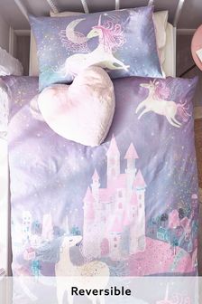 Purple Unicorn Castle Duvet Cover and Pillowcase Set (A79823) | 26 € - 38 €