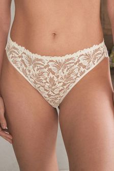 Cream High Leg Comfort Lace Knickers (A79873) | SGD 16