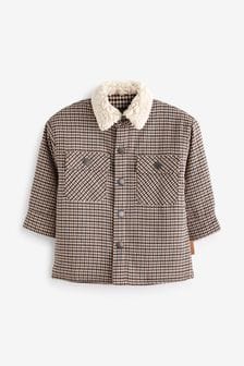 Tan Brown Check Teddy Lined Shacket (3mths-7yrs) (A79892) | €23 - €28