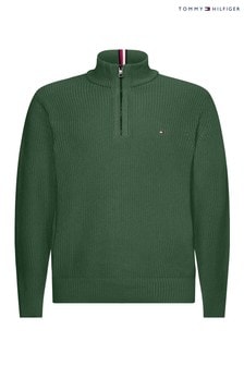 Pulover Tommy Hilfiger verde cu fermoar scurt (A79986) | 868 LEI