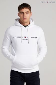Tommy Hilfiger White Big And Tall Logo Hoodie (A79991) | $181