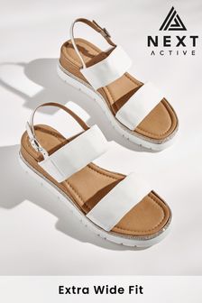 White Extra Wide Fit Forever Comfort® Leather Sport Bling Wedges (A7X323) | AED180