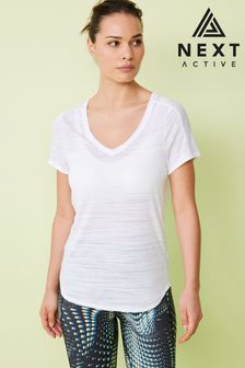 White Next Active Sports Short Sleeve V-Neck Top (A81183) | €20.50