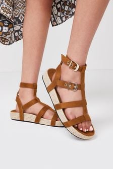 Tan Brown Forever Comfort® Gladiator Ankle Strap Sandals (A81608) | 21 €